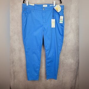 Curve Appeal Tummy Tuck Capri Pants Women's 16/33‎ Blue Stretch Slim Leg Casual
